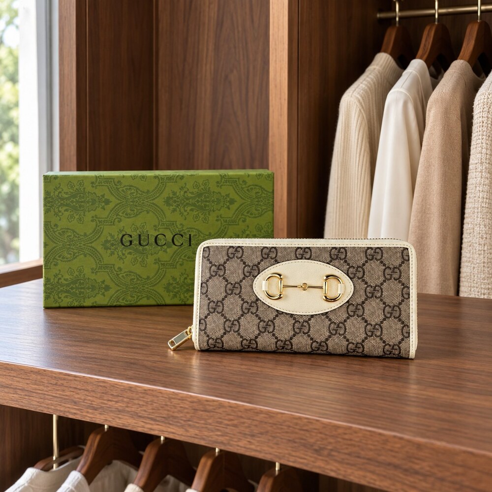 Gucci Horsebit 1955 GG Canvas Zip Around Long Wallet